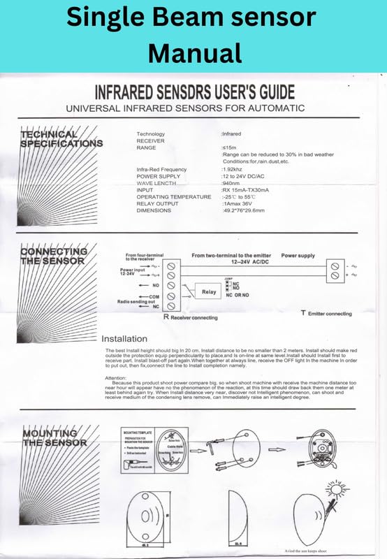 NAVKAR SYSTEMS Single Beam Sensor 10 Meter with Wireless Sensor 433 Mhz for Wireless Communication (Security System Not Included)