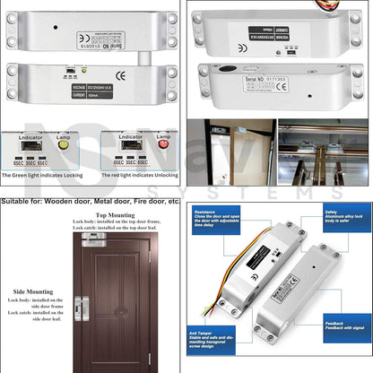 NAVKAR SYSTEMS Card Access Control+Suraface Mount Bolt Lock with WiFi Receiver