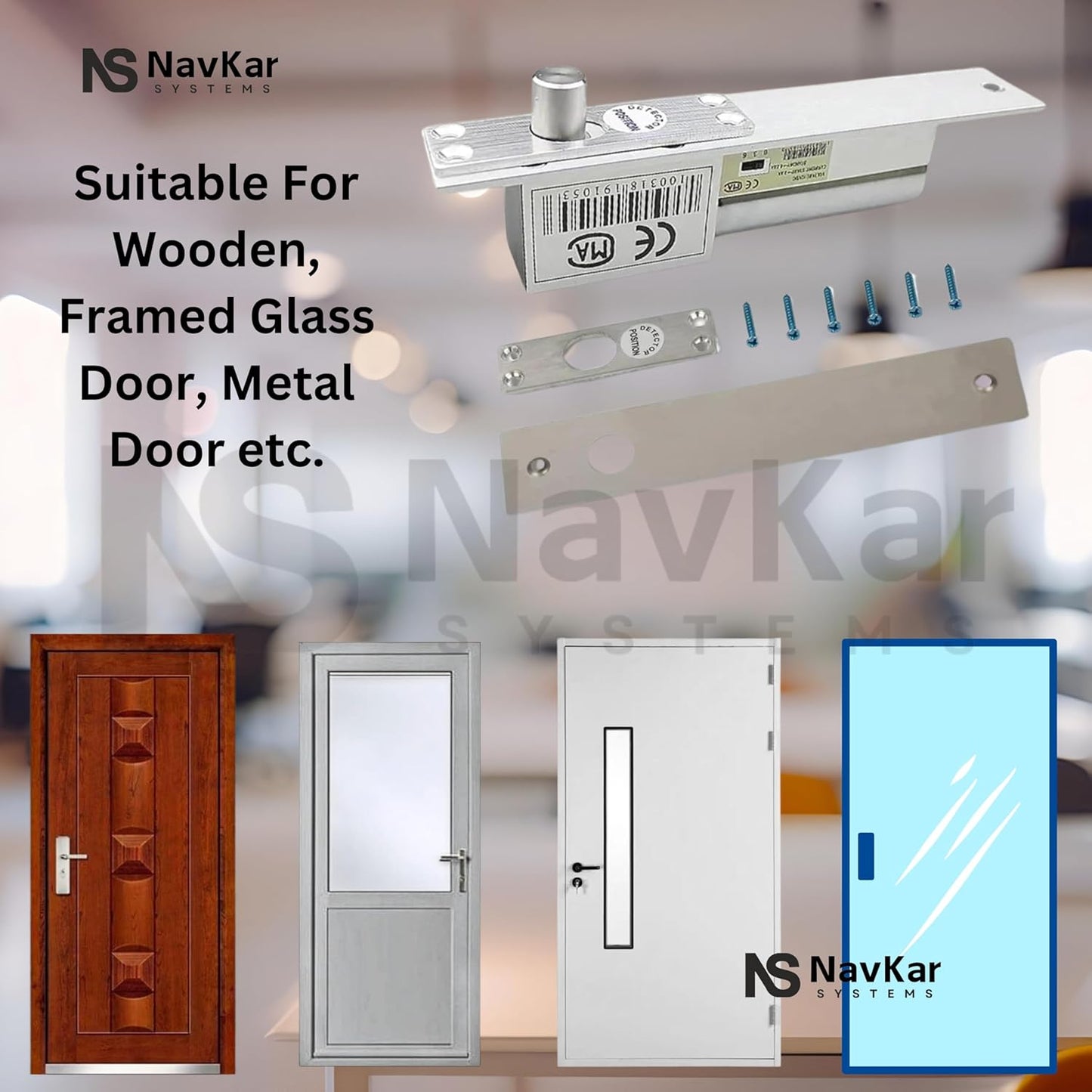 NAVKAR SYSTEMS Imported 500-user RFID Access Control System Kit w/Electric Lock ID Keyfob Doorbell , Silver