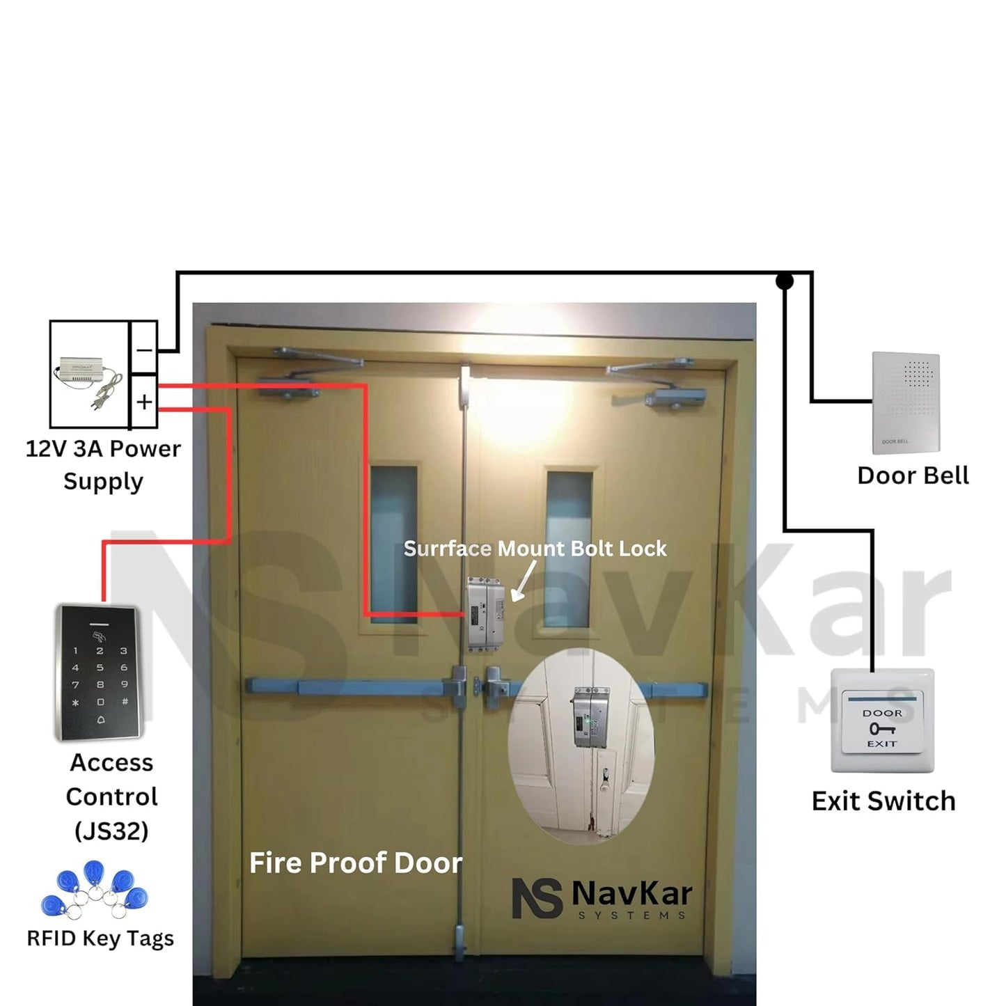 Card Access Control Surface Mount Bolt Lock with WiFi Receiver