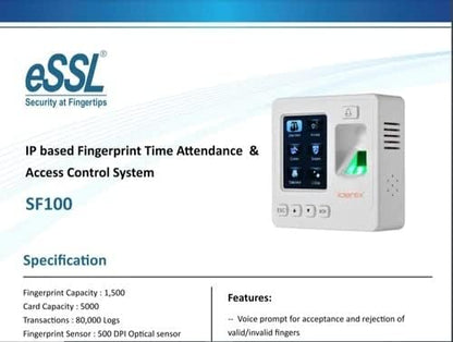 Fingerprint - SF100 IP based Fingerprint Time Attendance & Access Control System