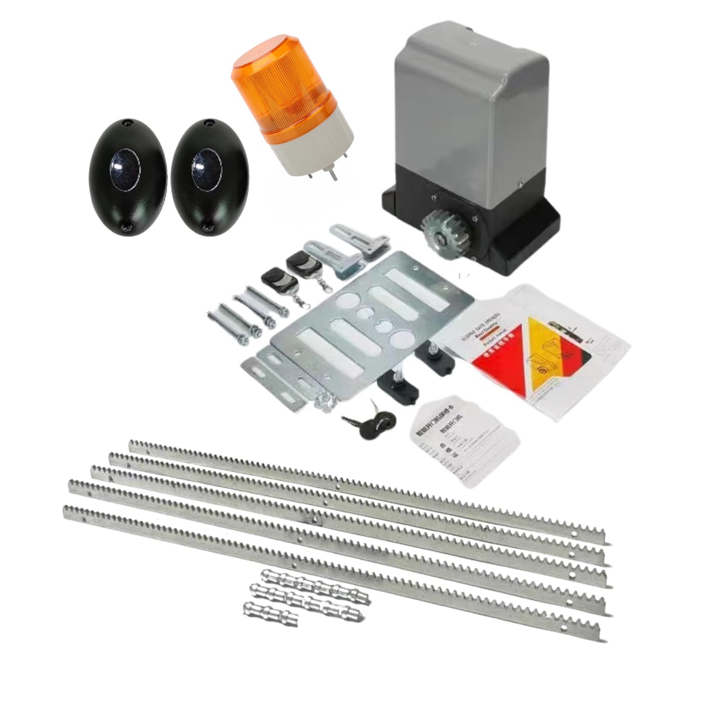 Navkar Systems Electric Sliding Gate Motor – 600KG Capacity | Gear System with Obstacle Sensor & 5 Gear Rails (16.3ft Approx. Total Length)