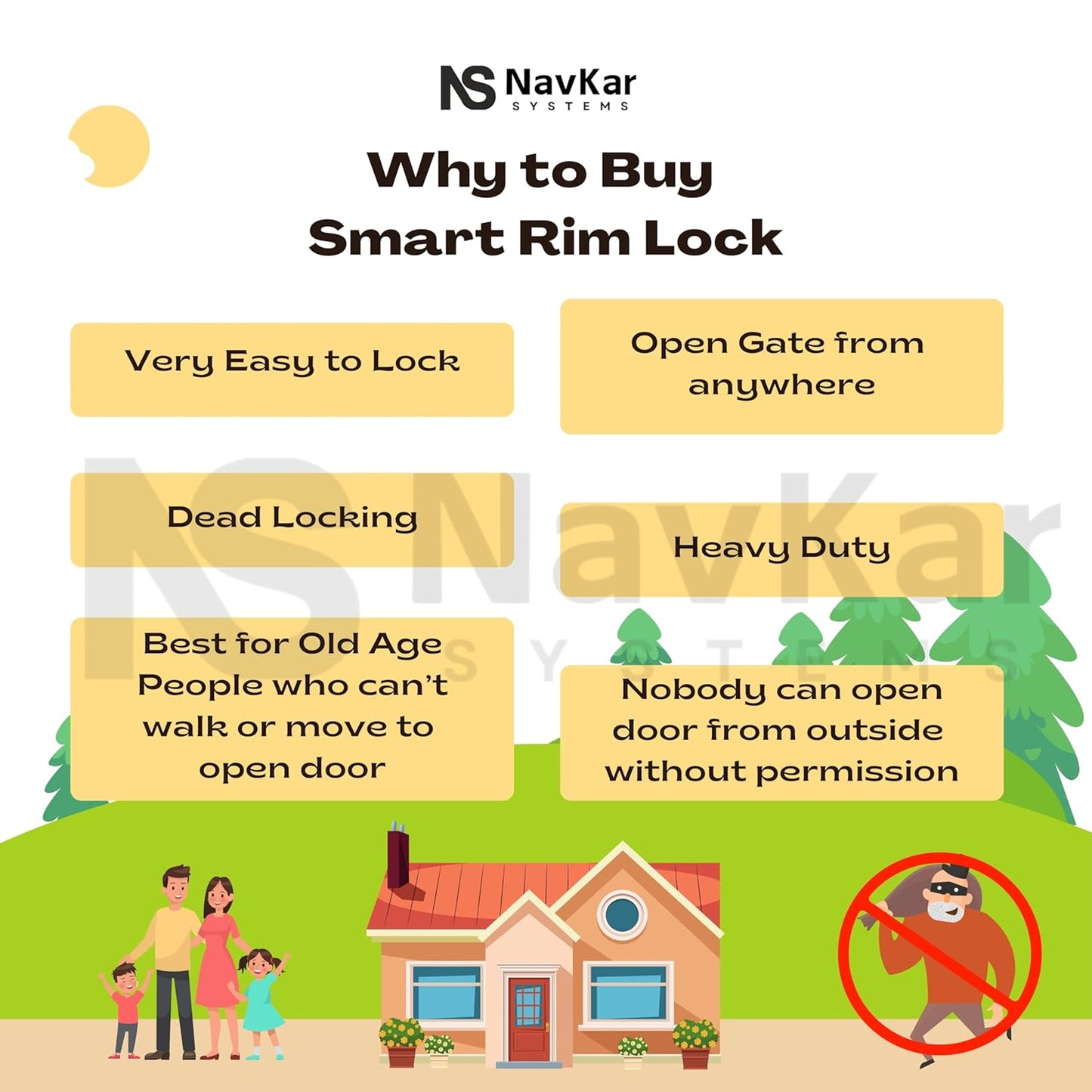 NAVKAR SYSTEMS RFID access control with electronic lock and power supply for metal door