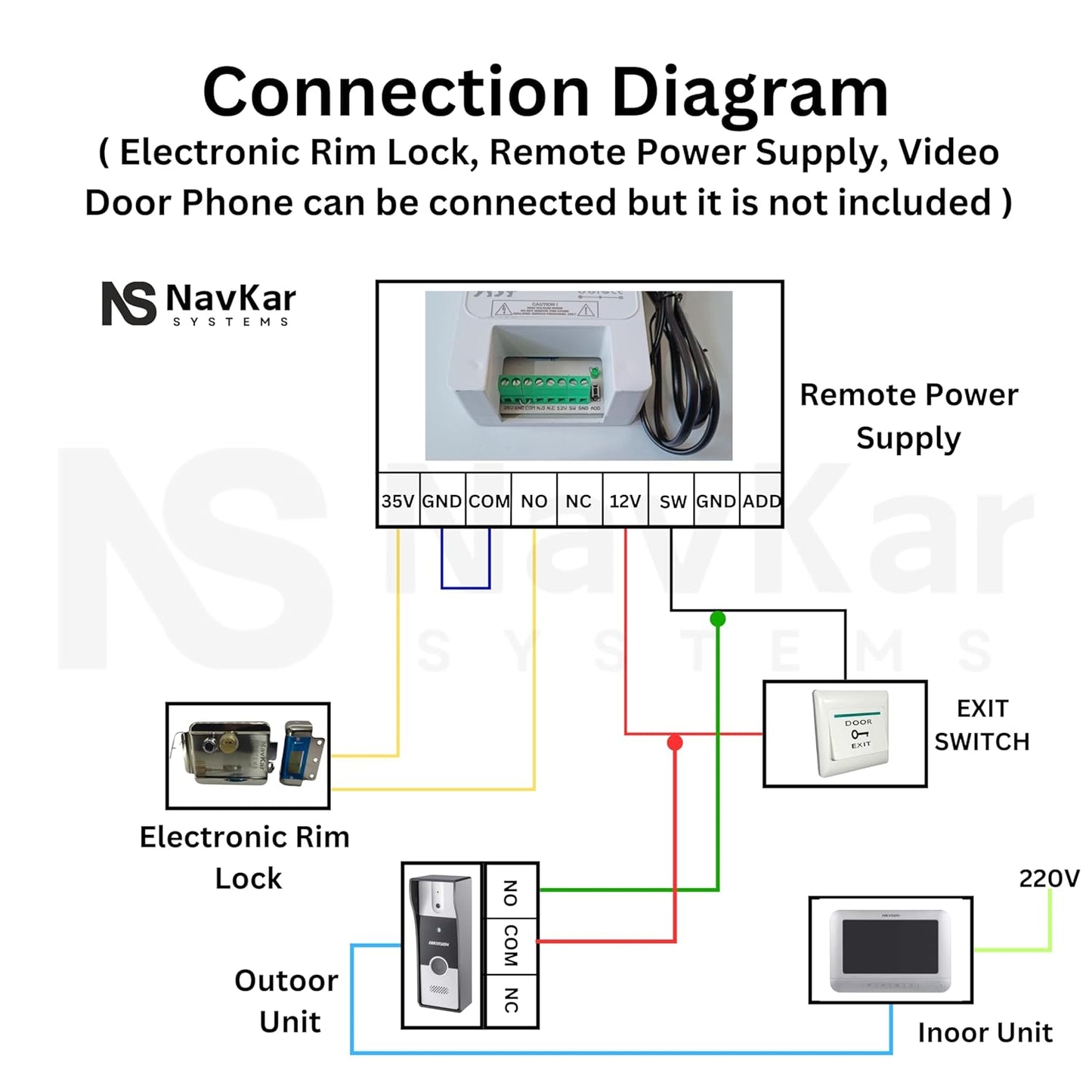 Electronic Lock with Power Supply with 3 Remotes for Residential Building, Commercial Office, Hotel, School etc.