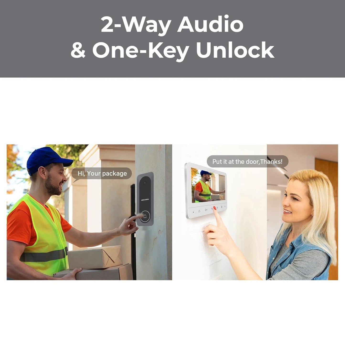 HIKVISION DS-KIS205T Wired Video Door Phone Kit | 7-Inch Indoor Monitor | HD Outdoor Doorbell Camera | Built-in Mic & Speaker | Noise Reduction | Night Vision | One-Touch Unlock Function