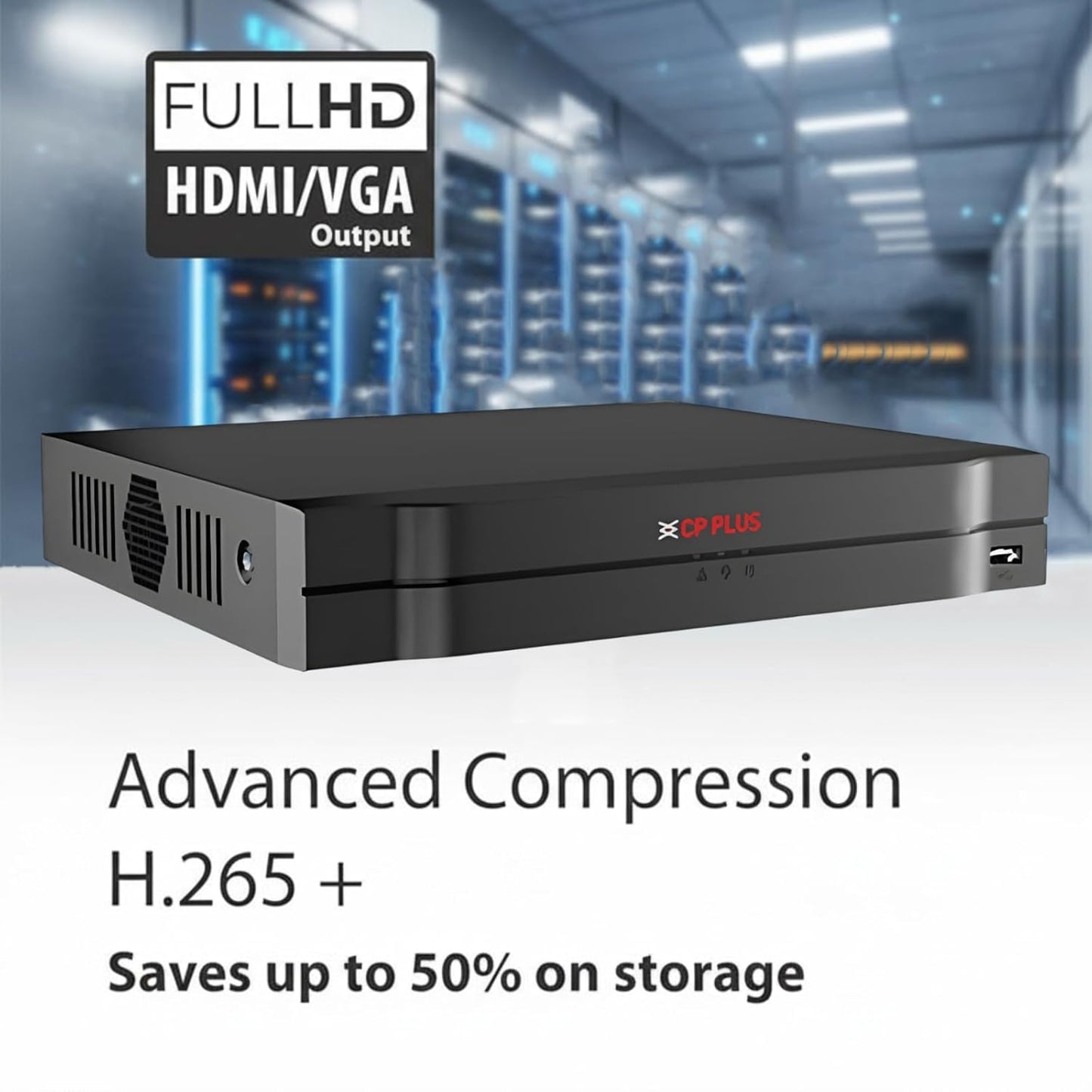 CP Plus 8Ch. Network Video Recorder, Instastream/H.265/Smart H.264+ Compression, Up to 8MP Resolution, Support 1 SATA HDDs up to 8TB Each, 2 USB Ports, Motion Detection [CP-UNR-108F1]