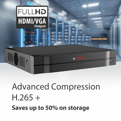 CP Plus 8Ch. Network Video Recorder, Instastream/H.265/Smart H.264+ Compression, Up to 8MP Resolution, Support 1 SATA HDDs up to 8TB Each, 2 USB Ports, Motion Detection [CP-UNR-108F1]