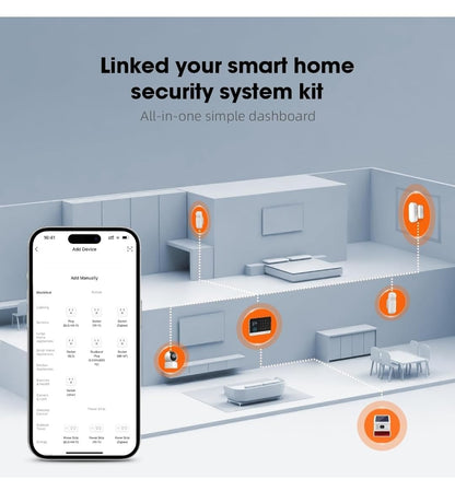 Combo-CN295 ACJ 407 Home Security System, 24-Pieces Wireless WIFI/2G Alarm Kits,4.3" Touch Screen Home Burglar Alarm with Door and Motion Sensors,Remote,SOS Emergency Button,Compatible with Alexa