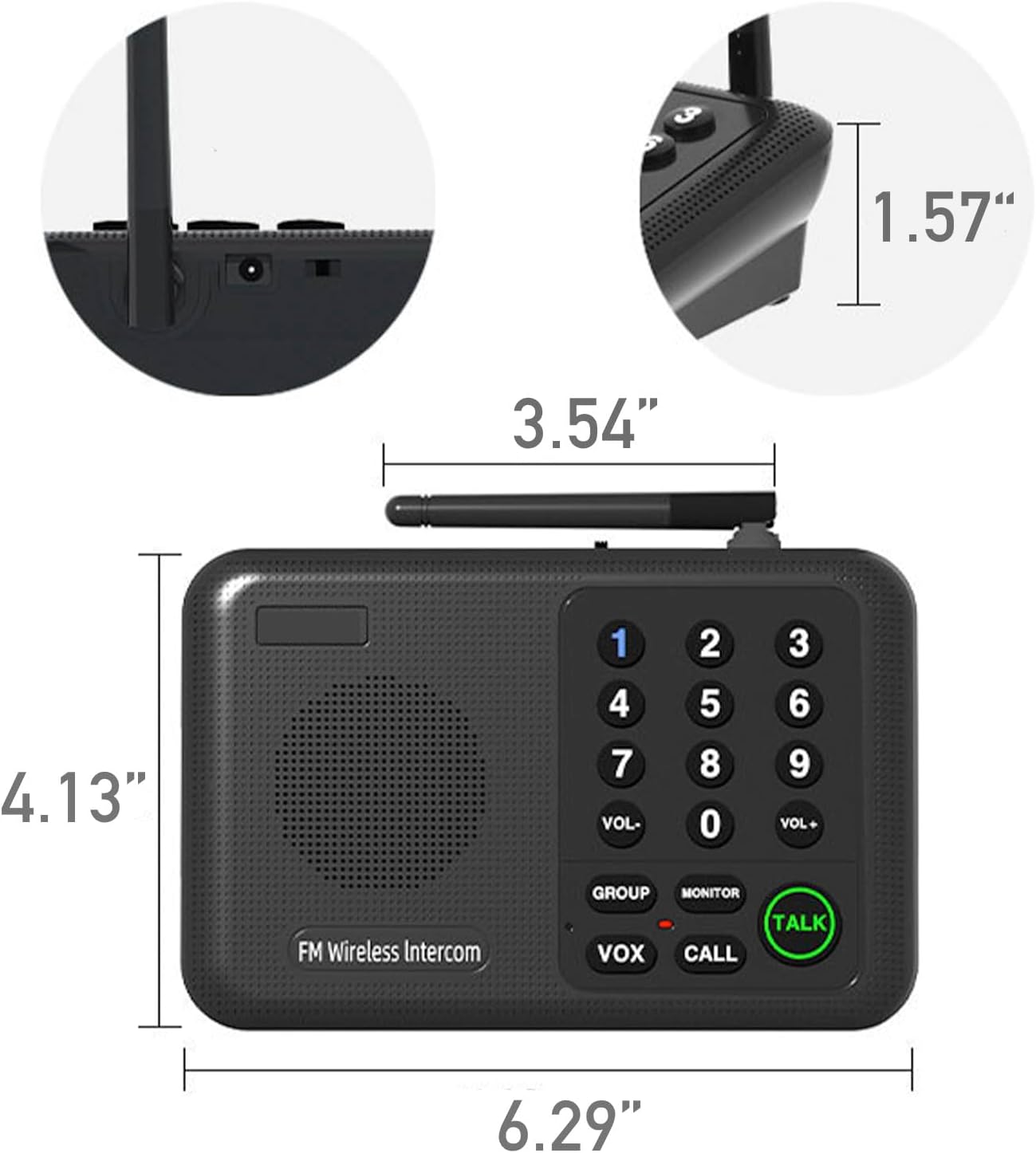 5280 Feet Range 4 Units Set Intercoms FM Wireless Home Intercom System for House Business Office Room to Room Communication Intercom System