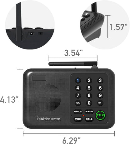 5280 Feet Range 4 Units Set Intercoms FM Wireless Home Intercom System for House Business Office Room to Room Communication Intercom System