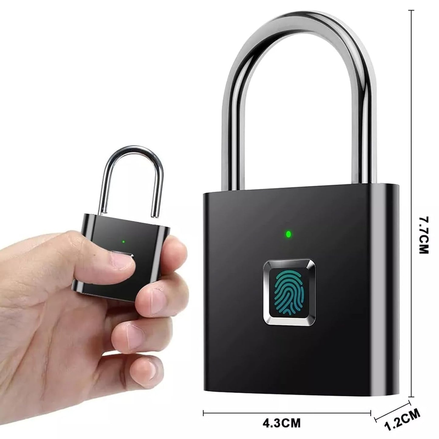 Smart Fingerprint Padlock, Finger Print Unlock Mini Security Key Friendly Kids and Elderly Keyless Lock Quick Anti-Theft