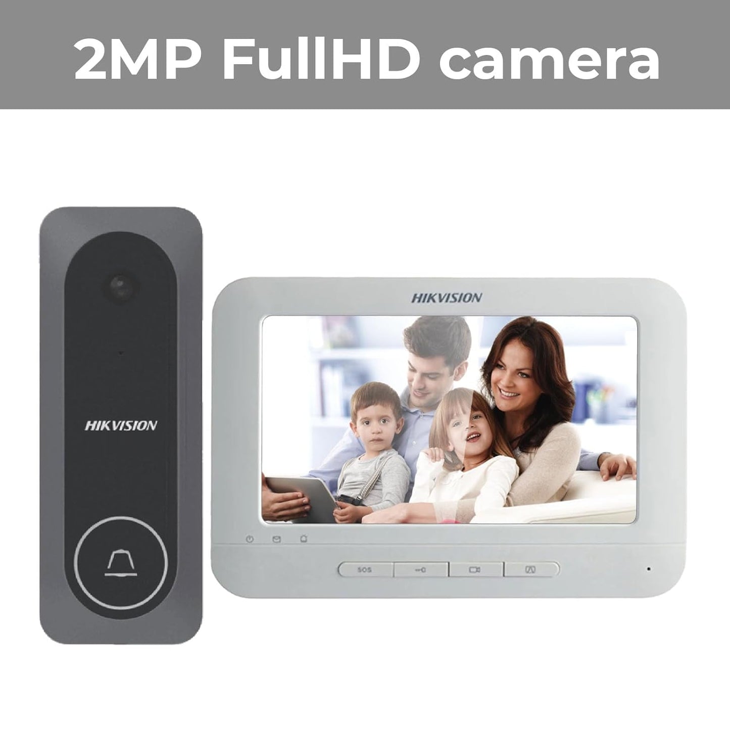 HIKVISION DS-KIS205T Wired Video Door Phone Kit | 7-Inch Indoor Monitor | HD Outdoor Doorbell Camera | Built-in Mic & Speaker | Noise Reduction | Night Vision | One-Touch Unlock Function