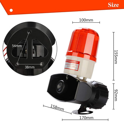 Combo-CN28 NAVKAR SYSTEMS Combo  Emergency-Tone Siren with Revolving Light 30W 130dB AC220V LED AC220V LED Strobe Wired Door Chime (1 Tune)  with 220V /30A Receiver with 2 Remotes