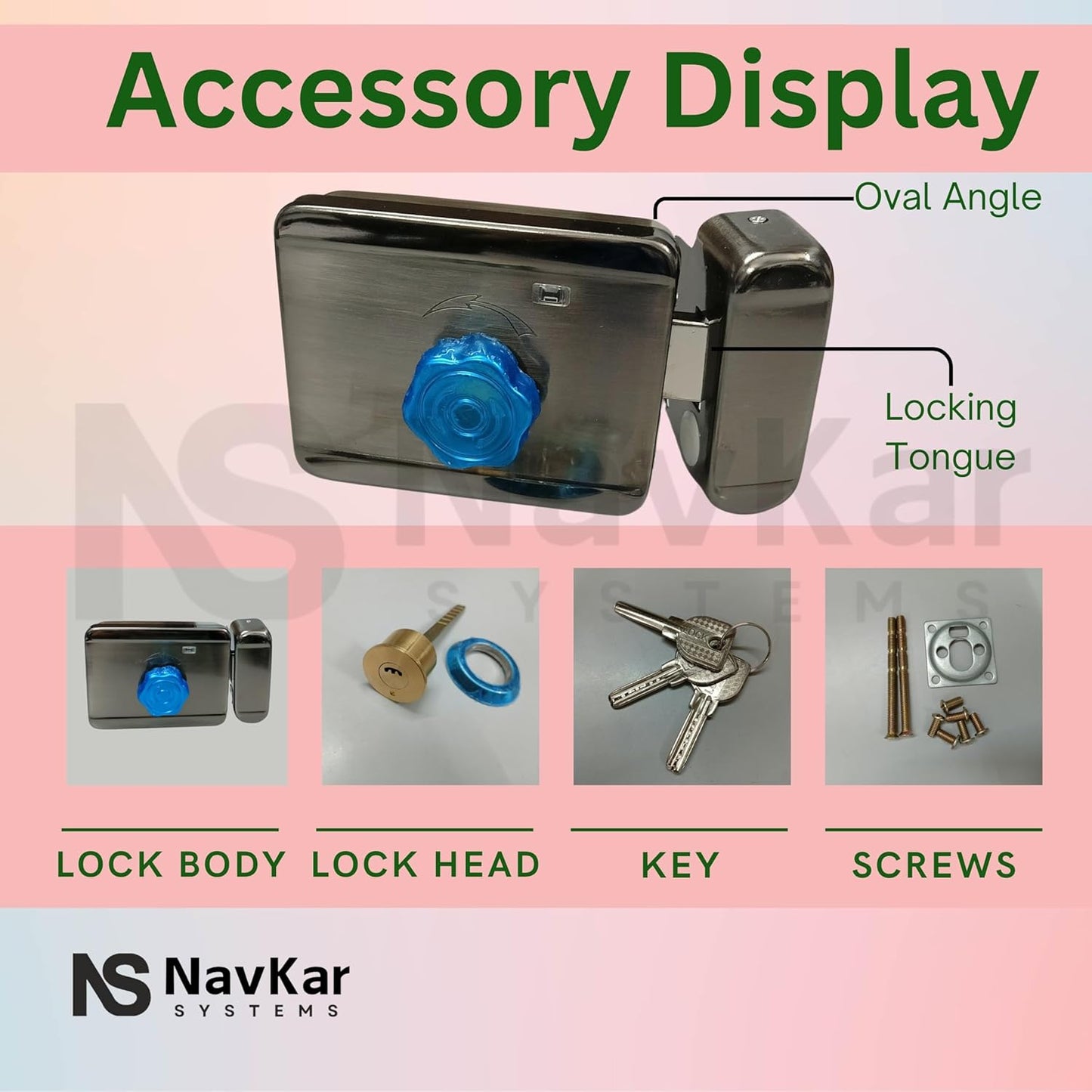 NAVKAR SYSTEMS Polished Finish Key Door Lock Kit (Silver)