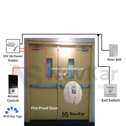 NAVKAR SYSTEMS Weatherproof Biometric Card Access Control with Surface Mount Bolt Lock