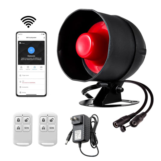 Combo-CN275 WiFi Home Security Alarm System with 120dB Wireless Loud Siren with 2 remotes and 1 Adapter