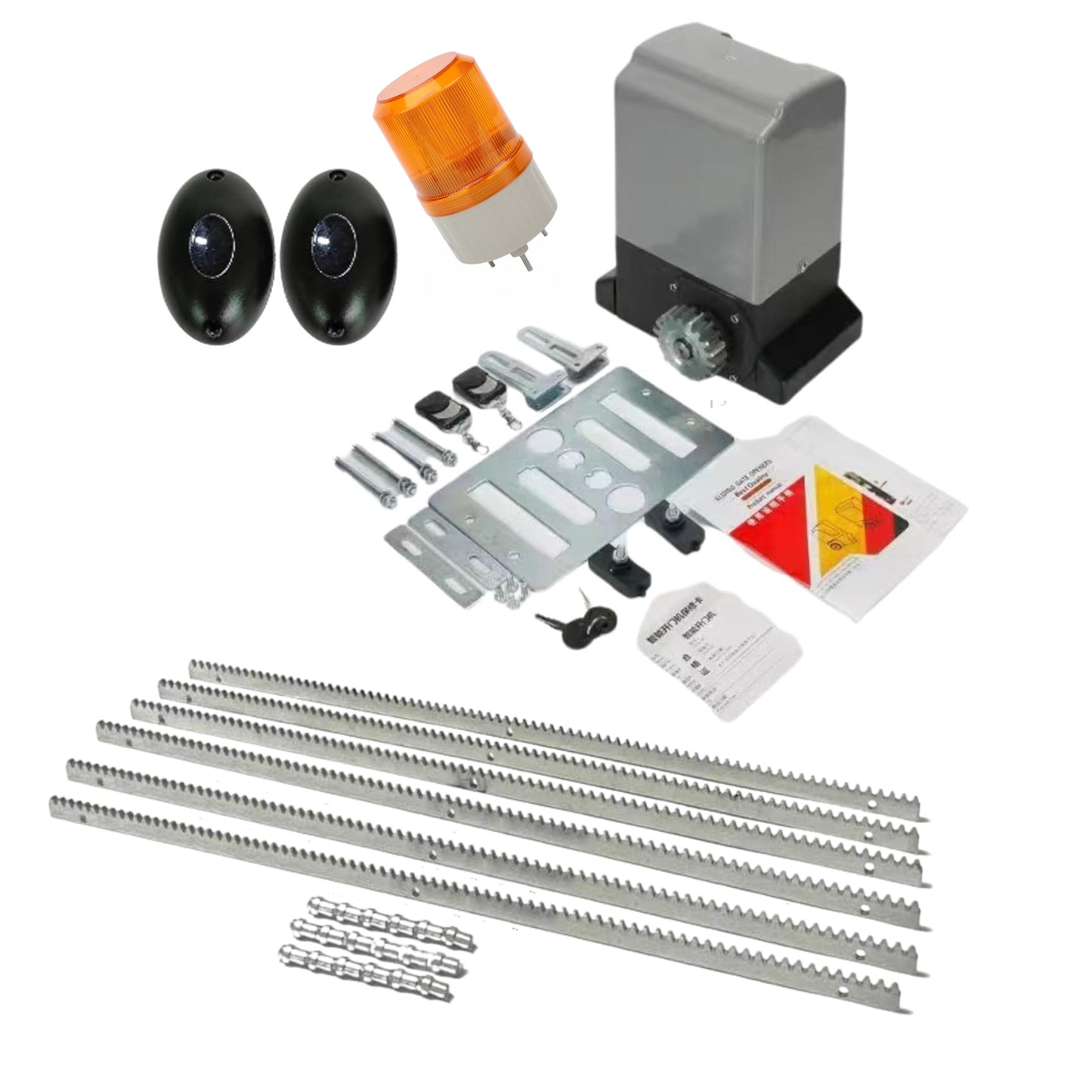 Navkar Systems Electric Sliding Gate Motor – 600KG Capacity | Gear System with Obstacle Sensor & 6 Gear Rails (20ft Approx. Total Length)
