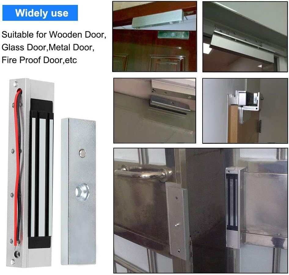 Door Entry Access Control System Weatherproof RFID Pin Access Panel, EM Lock 600 Lbs, L Bracket, K80 Supply, PVC Button, Keychain Tag 10 Nos