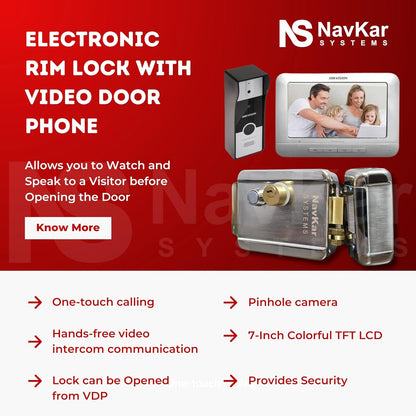 NAVKAR SYSTEMS Electronic Door Lock+ WiFi Power Supply + 3 Remotes with Video Door Phone (VDP DS-KIS204 7-inch)