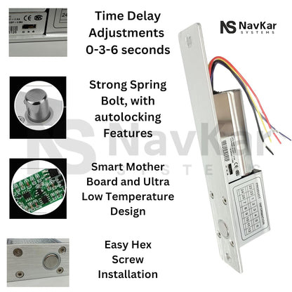 NAVKAR SYSTEMS Imported 500-user RFID Access Control System Kit w/Electric Lock ID Keyfob Doorbell , Silver