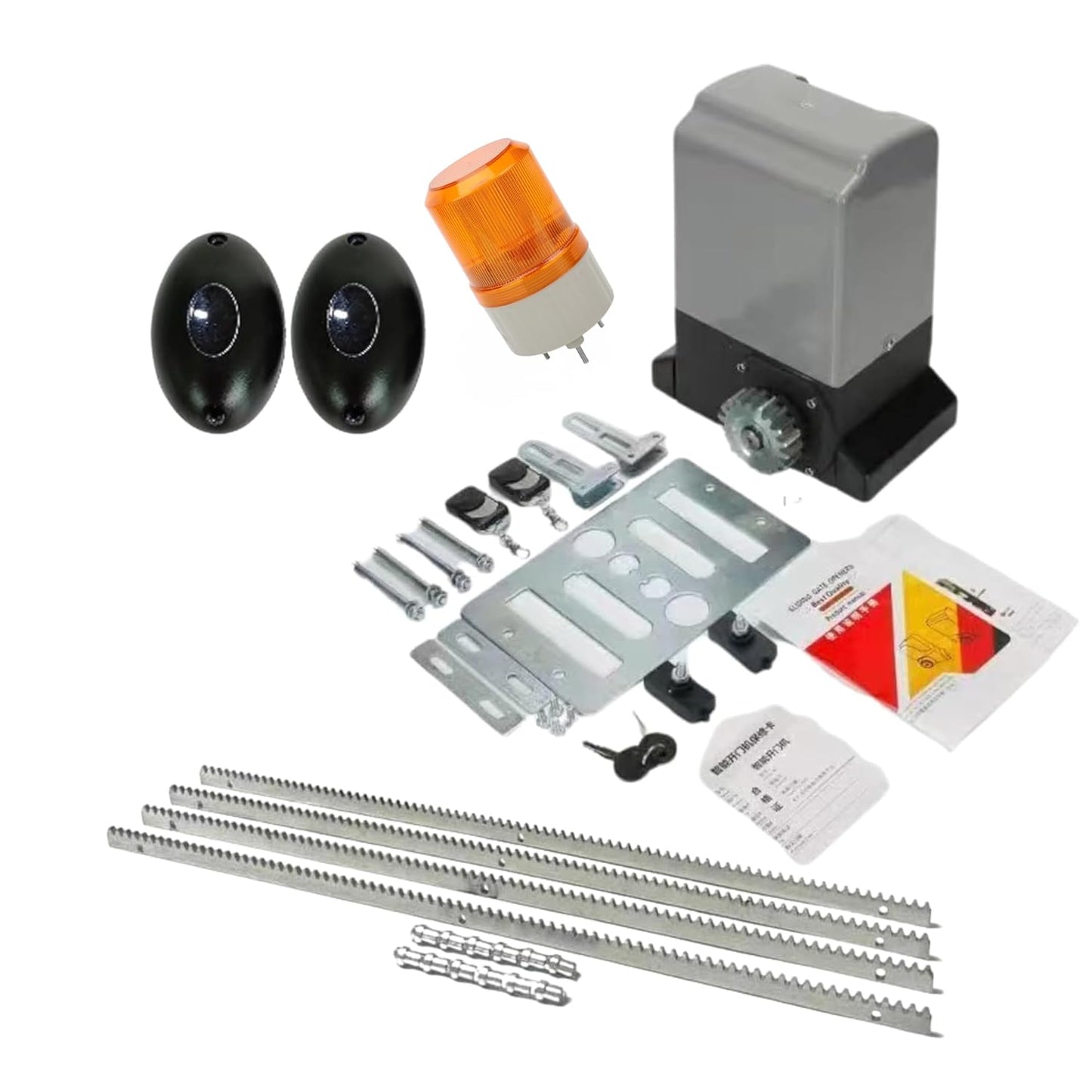 Navkar Systems Electric Sliding Gate Motor – 600KG Capacity | Gear System with Obstacle Sensor & 4 Gear Rails (13ft Approx. Total Length)