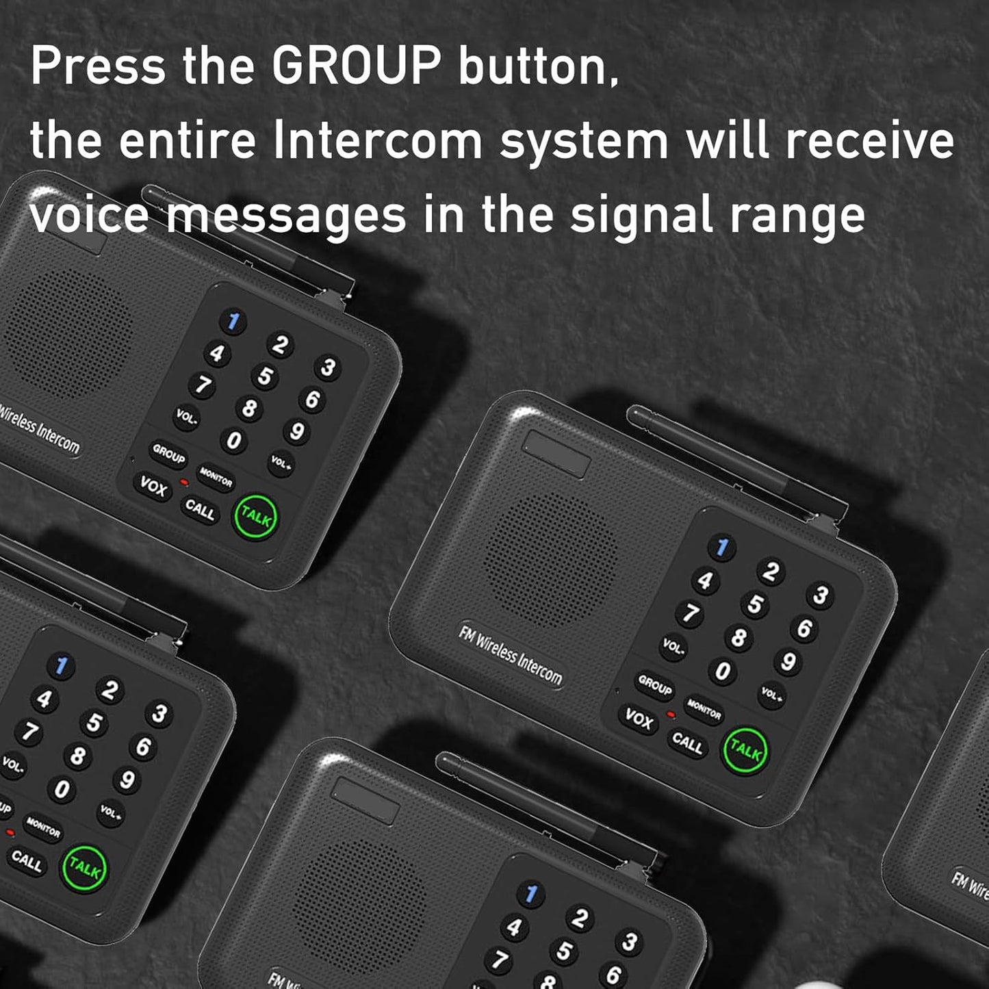 5280 Feet Range 4 Units Set Intercoms FM Wireless Home Intercom System for House Business Office Room to Room Communication Intercom System