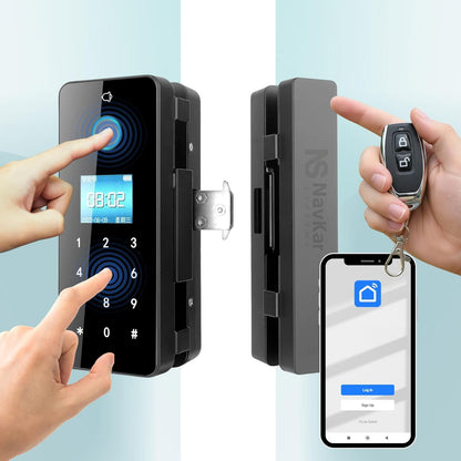 FPGL-01 Fingerprint Card Pin Key Remote App Glass Door Lock Battery Operated with Passive Mode