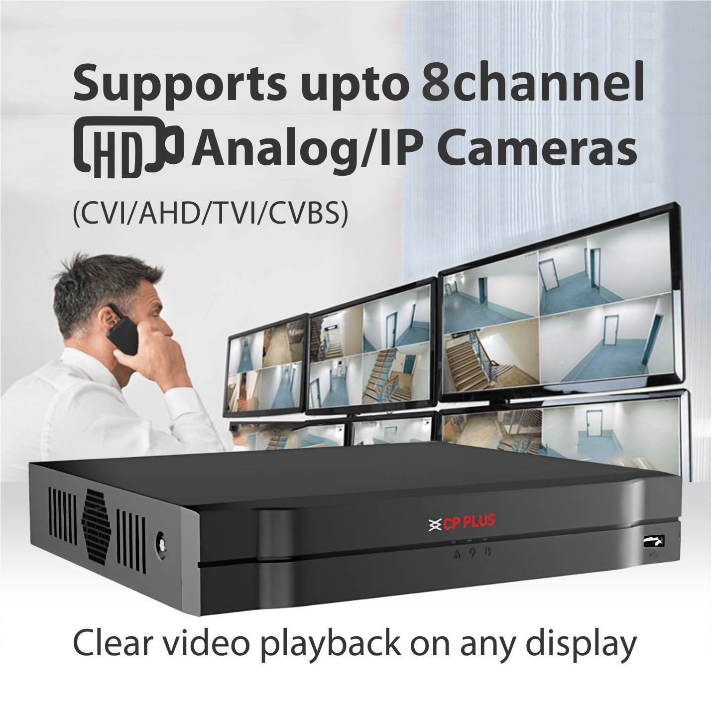 CP Plus 8Ch. Network Video Recorder, Instastream/H.265/Smart H.264+ Compression, Up to 8MP Resolution, Support 1 SATA HDDs up to 8TB Each, 2 USB Ports, Motion Detection [CP-UNR-108F1]