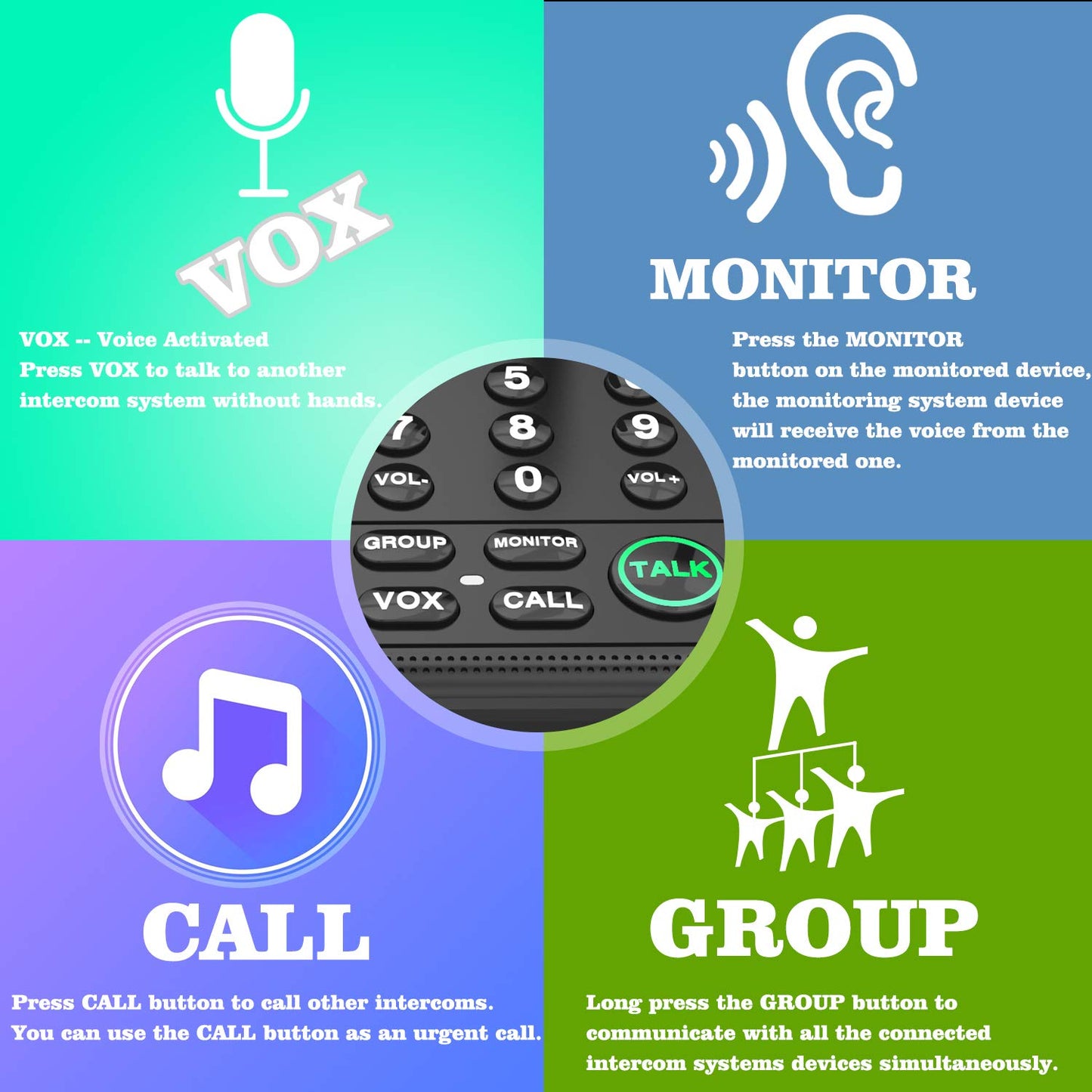 5280 Feet Range FM Wireless Home Intercom System for House Business Office Room to Room Communication Intercom System