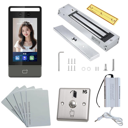 Combo-CN285 FCAC-1K Face Card Pin Weatherproof Biometric Access Control with EM Lock, exit Push Button and 12V Power Supply | Data Output in Pen Drive in Excel Format