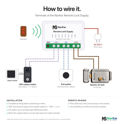 Remote Electronic Rim Lock Kit with 3 Remotes