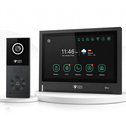 Hawkvision 8 Inch WiFi Video Door Intercom System with 1080P Touch Screen Monitor, 2MP Outdoor Camera, HawkSmart App, 120° Wide Angle, Night Vision, Two Way Talk & Remote Door Unlock