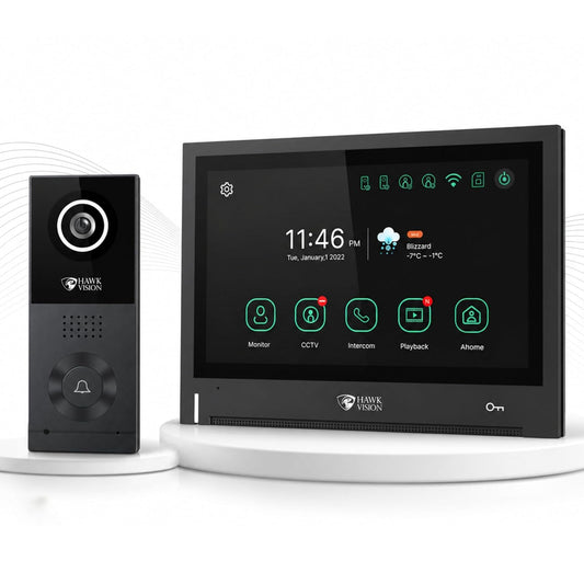 Hawkvision 8 Inch WiFi Video Door Intercom System with 1080P Touch Screen Monitor, 2MP Outdoor Camera, HawkSmart App, 120° Wide Angle, Night Vision, Two Way Talk & Remote Door Unlock