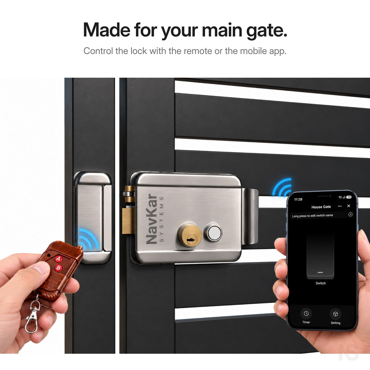 Wi-Fi Electronic Rim Lock Kit with 3 Remotes