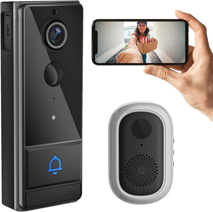 Smart Video Doorbell VDP-TY, 2.4G WiFi APP Remote Monitoring 2-Way Talk 120° Wide-Angle Lens, IP65 Waterproof with 4000mAh Battery for Home Security