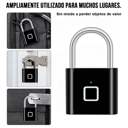 Smart Fingerprint Padlock, Finger Print Unlock Mini Security Key Friendly Kids and Elderly Keyless Lock Quick Anti-Theft