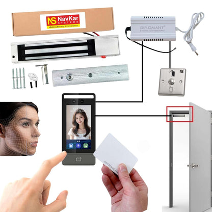 Combo-CN285 FCAC-1K Face Card Pin Weatherproof Biometric Access Control with EM Lock, exit Push Button and 12V Power Supply | Data Output in Pen Drive in Excel Format