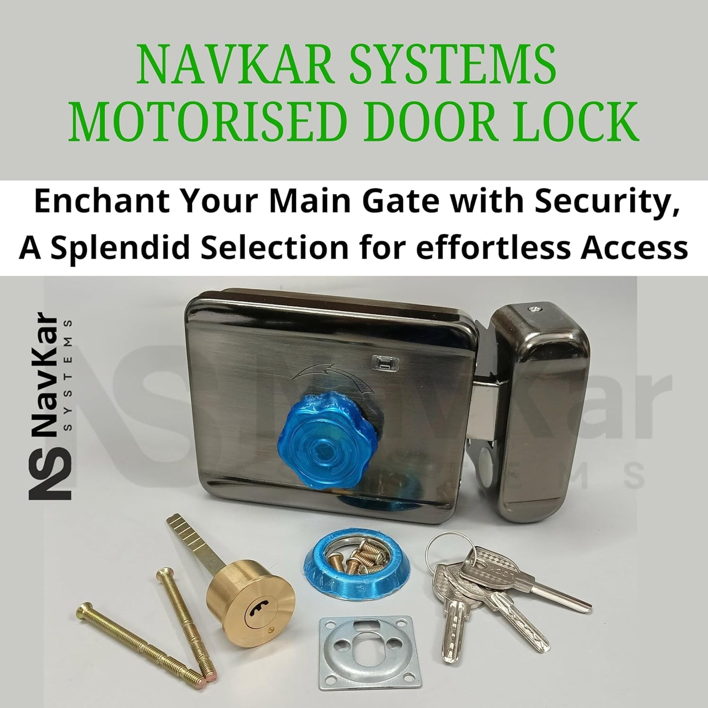 NAVKAR SYSTEMS Polished Finish Key Door Lock Kit (Silver)