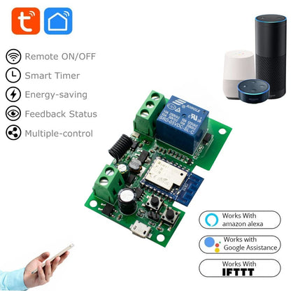 Navkar Systems Tuya wifi Switch Smart 1CH Relay Module DC 5V-12V with 2 Remotes