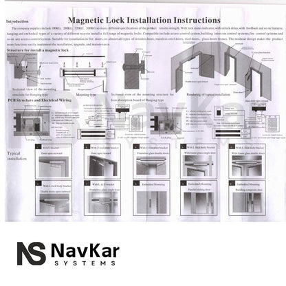 NAVKAR SYSTEMS RFID Pin Access Control System, EM Lock 600 Lbs, U Bracket, K80 Supply, PVC Button, Keychain Tag 10 Nos for Toughened Glass Door