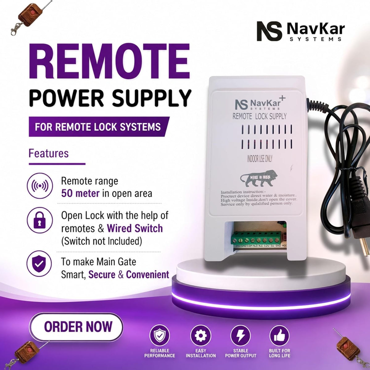 Combo-CN146 Relay Power Supply with Remote RECIVER and 3 REMOTES for Electronic Door Lock