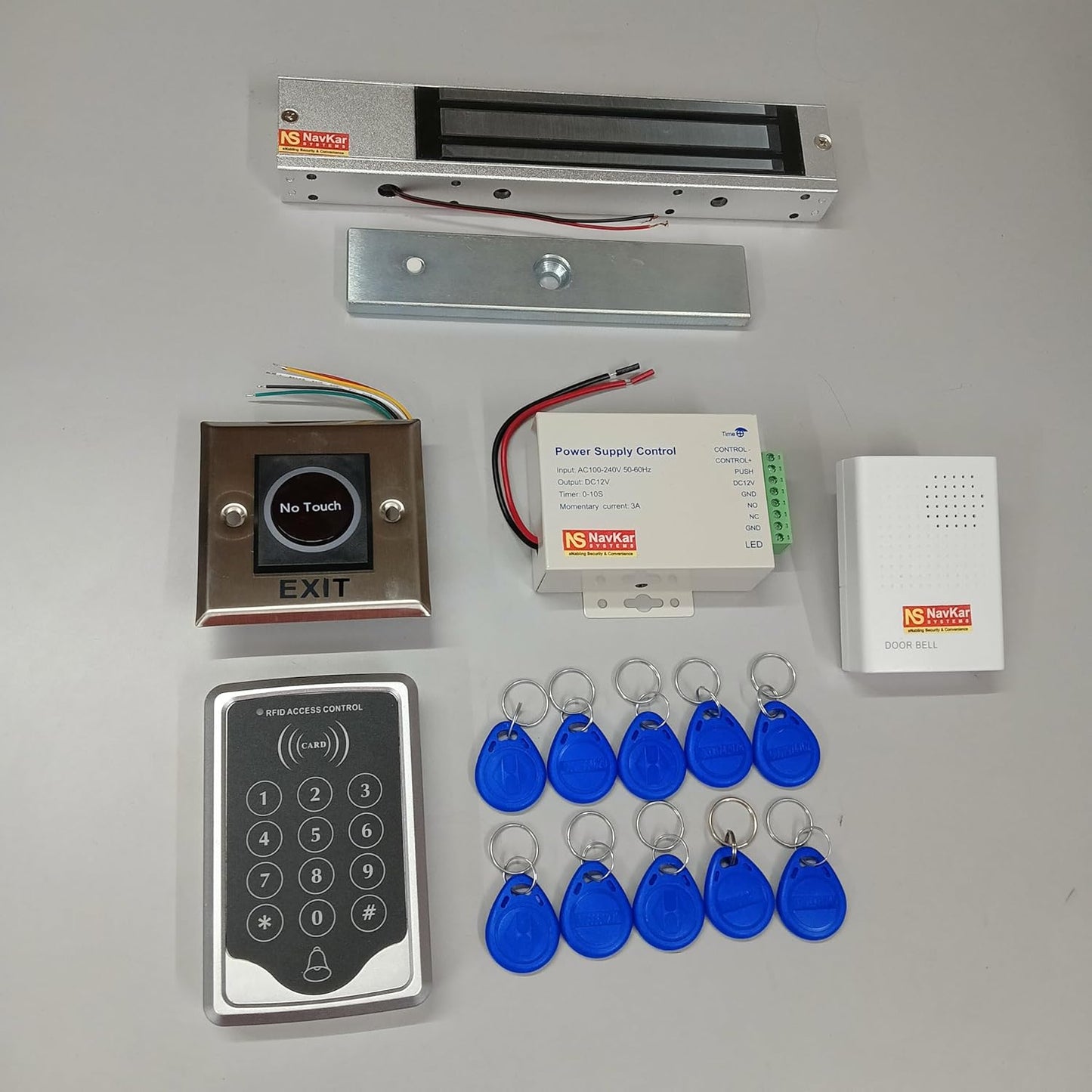 Combo-CN245 Imported 1000-user RFID Access Control System Kit w/ Magnetic Lock ID Keyfob Doorbell