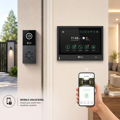 Hawkvision 8 Inch WiFi Video Door Intercom System with 1080P Touch Screen Monitor, 2MP Outdoor Camera, HawkSmart App, 120° Wide Angle, Night Vision, Two Way Talk & Remote Door Unlock