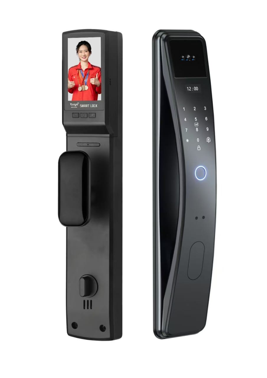 SLX-1 Face Recognition + Fingerprint + Password + Temporary Password + IC Card + Mechanical Key + Remote Unlocking + APP Grey Smart Door Lock