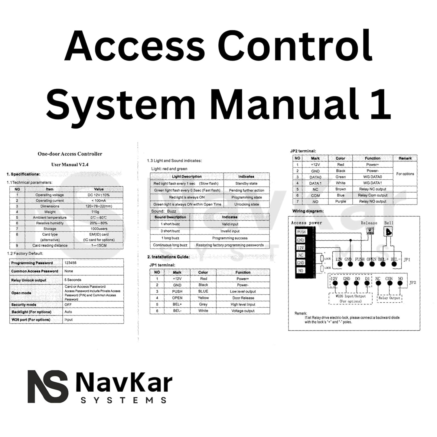 Door Entry Access Control System Kit RFID Access Control System, Drop Bolt Lock, U Bracket for Drop Bolt, K80 Supply, Exit Button, Keychain Tag 10 Nos