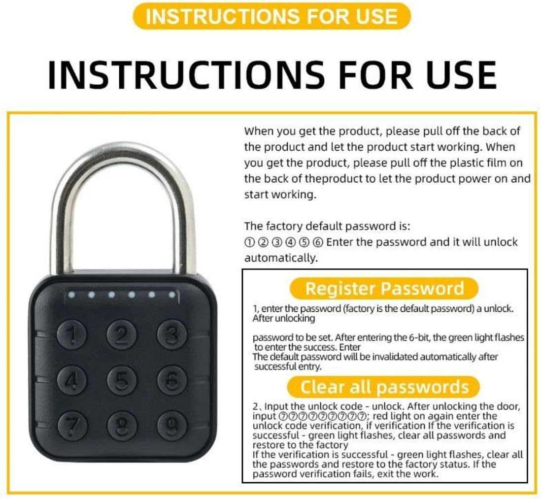 Waterproof Rust-resistant Durable Keyless Convenient and Fast Home Security Smart Password Padlock