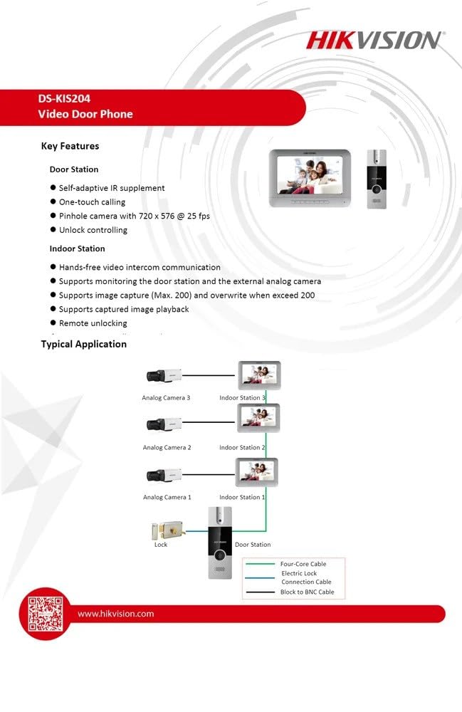 NAVKAR SYSTEMS Electronic Door Lock+ WiFi Power Supply + 3 Remotes with Video Door Phone (VDP DS-KIS204 7-inch)