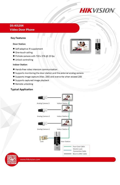 NAVKAR SYSTEMS Electronic Door Lock+ WiFi Power Supply + 3 Remotes with Video Door Phone (VDP DS-KIS204 7-inch)