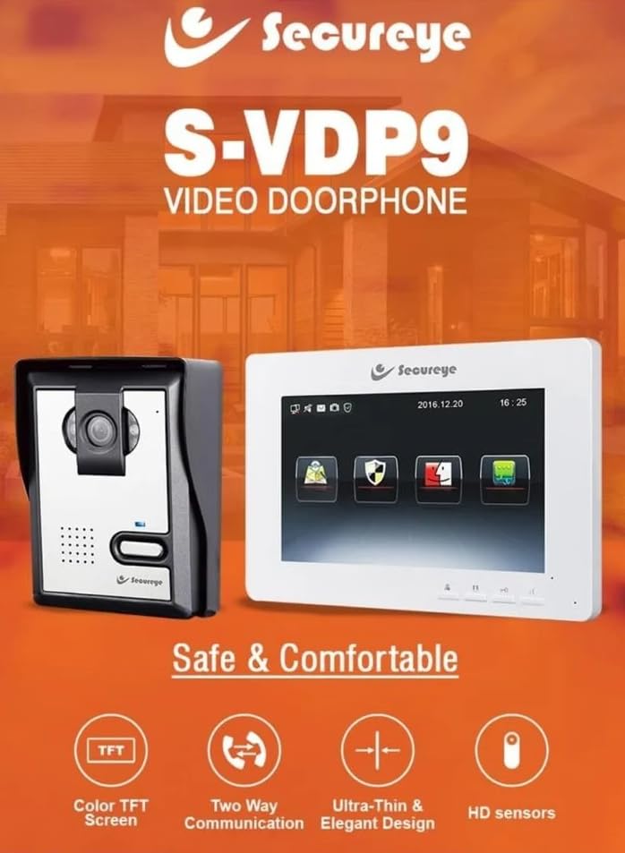 NAVKAR SYSTEMS Electronic Door Lock+ WiFi Power Supply + 3 Remotes with Secureye Video Door Phone System (VDP9 7 Inch)