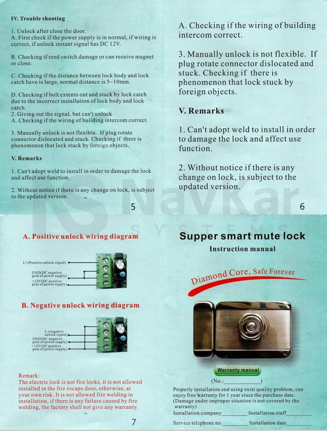 Lock for Wooden Doors with Receiver and One Remote Including Adapter (Multicolor)